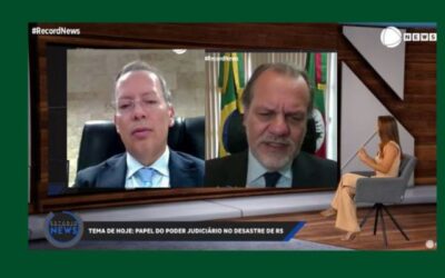 Carlos França participa de entrevista sobre a tragédia climática no Rio Grande do Sul com o presidente Alberto Delgado, no programa Estúdio News da Record News