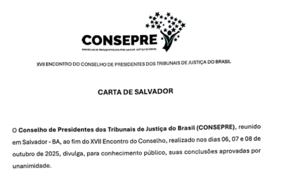 Presidentes de Tribunais de Justiça divulgam a Carta de Salvador e reforçam compromissos com autonomia, democracia e comunicação com a sociedade
