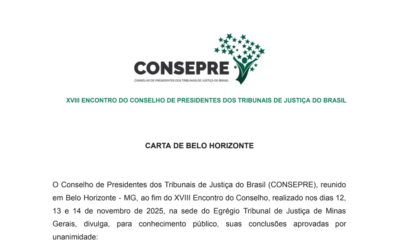 Consepre divulga Carta de Belo Horizonte com diretrizes para o fortalecimento da Justiça Estadual